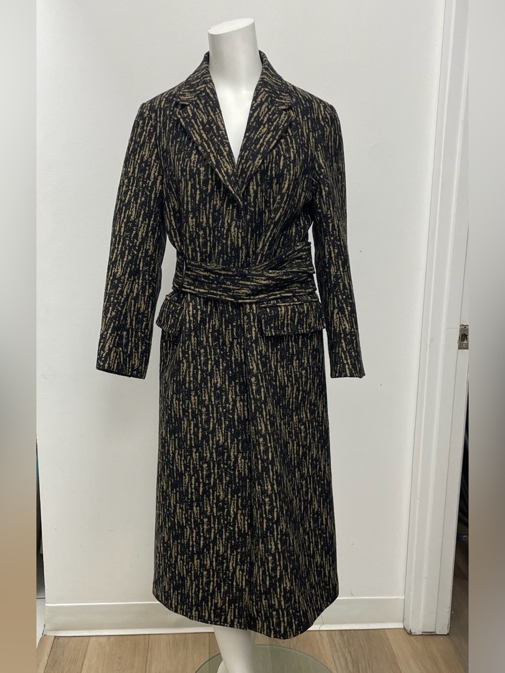 3.1 Phillip Lim Abstract Print Wool Belted Long Coat size 44 US 8